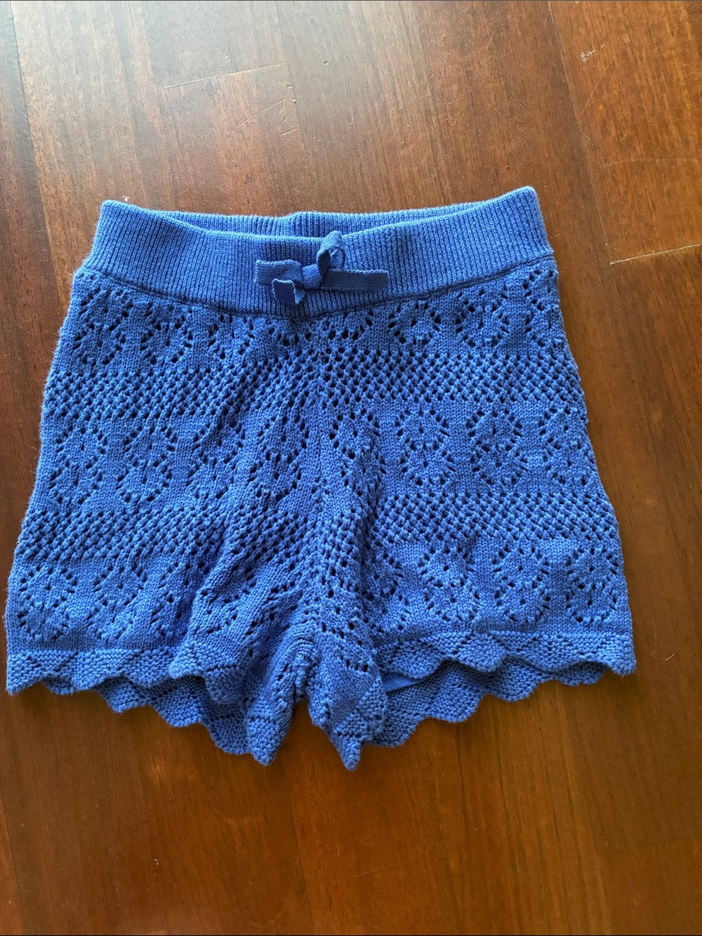 Kids Blue Crochet Knit Shorts